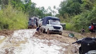 Dilintasi Truk Perusahaan, Jalan Umum Ini Rusak Parah