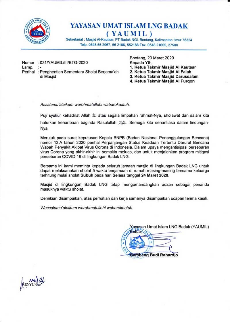 masjid di lingkungan badak lng