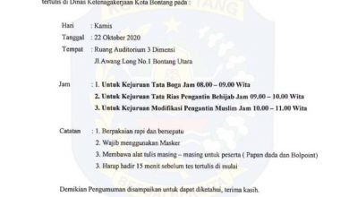 Pengumuman Lulus Seleksi Pelatihan Tata Boga, Tata Rias Pengantin Berhijab dan Modifikasi Pengantin Muslim