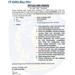 Pengumuman PT Kaltim Nusa Etika Oktober