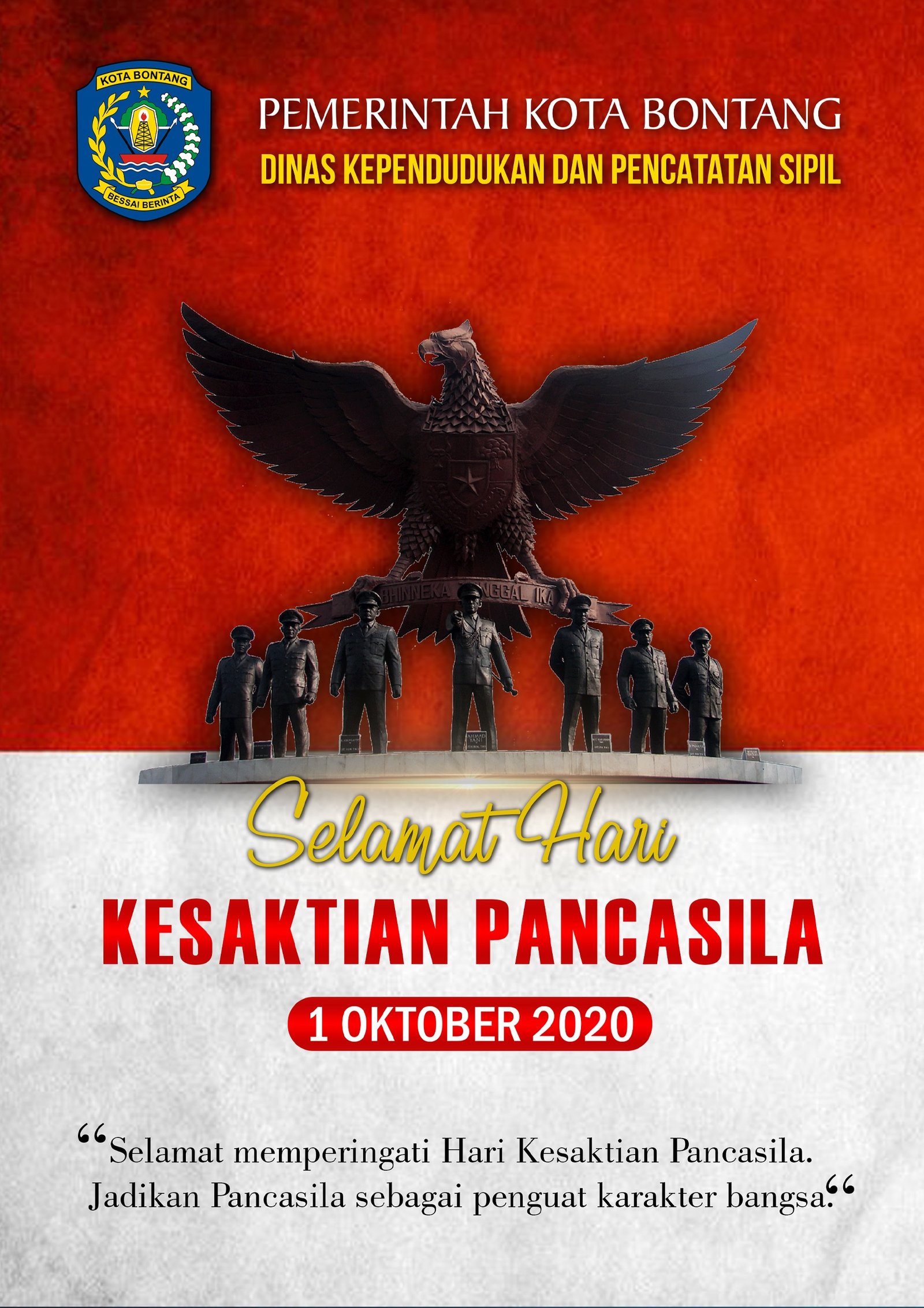 Ucapan Selamat Hari Kesaktian Pancasila Disdukcapil Bontang