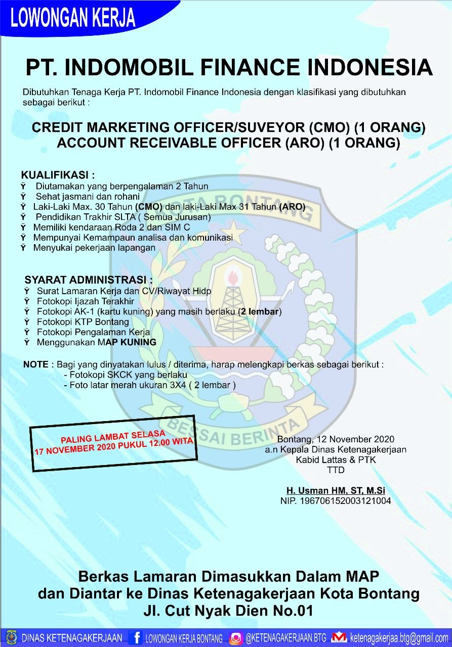 Lowongan Kerja November Bontang PT Indomobile Finance Indonesia