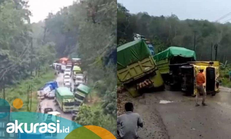 Niat Hindari Lubang, Truk Pengangkut Sembako Terbalik di Marangkayu, Akibatkan Kemacetan 3 Kilometer