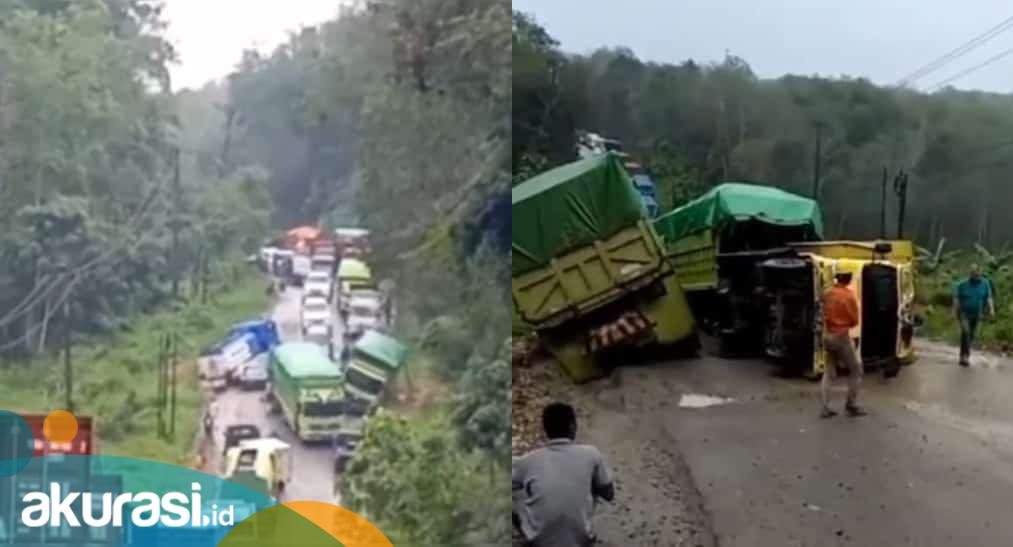 Niat Hindari Lubang, Truk Pengangkut Sembako Terbalik di Marangkayu, Akibatkan Kemacetan 3 Kilometer 