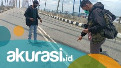 Setelah Pergeseran Pylon Jembatan Mahkota II, Giliran Ruas Jalan Jembatan Mengalami Keretakan