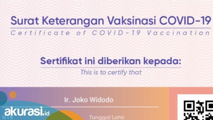 Sertifikat Vaksin Presiden Jokowi Beredar di Medsos