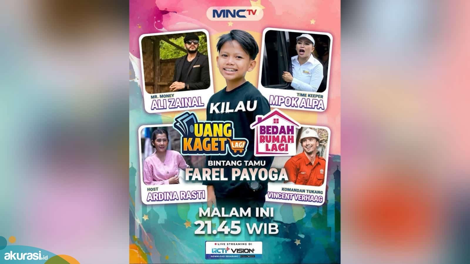 Malam Ini, Farel Prayoga Hadir di Uang Kaget Lagi X Bedah Rumah Lagi