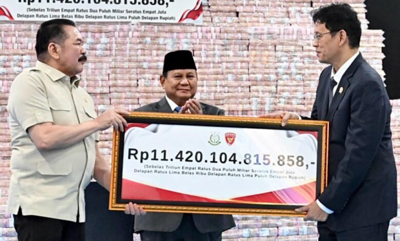 Satgas PKH Setor Rp11,4 Triliun ke Kas Negara, Prabowo Apresiasi Penyelamatan Uang Rakyat